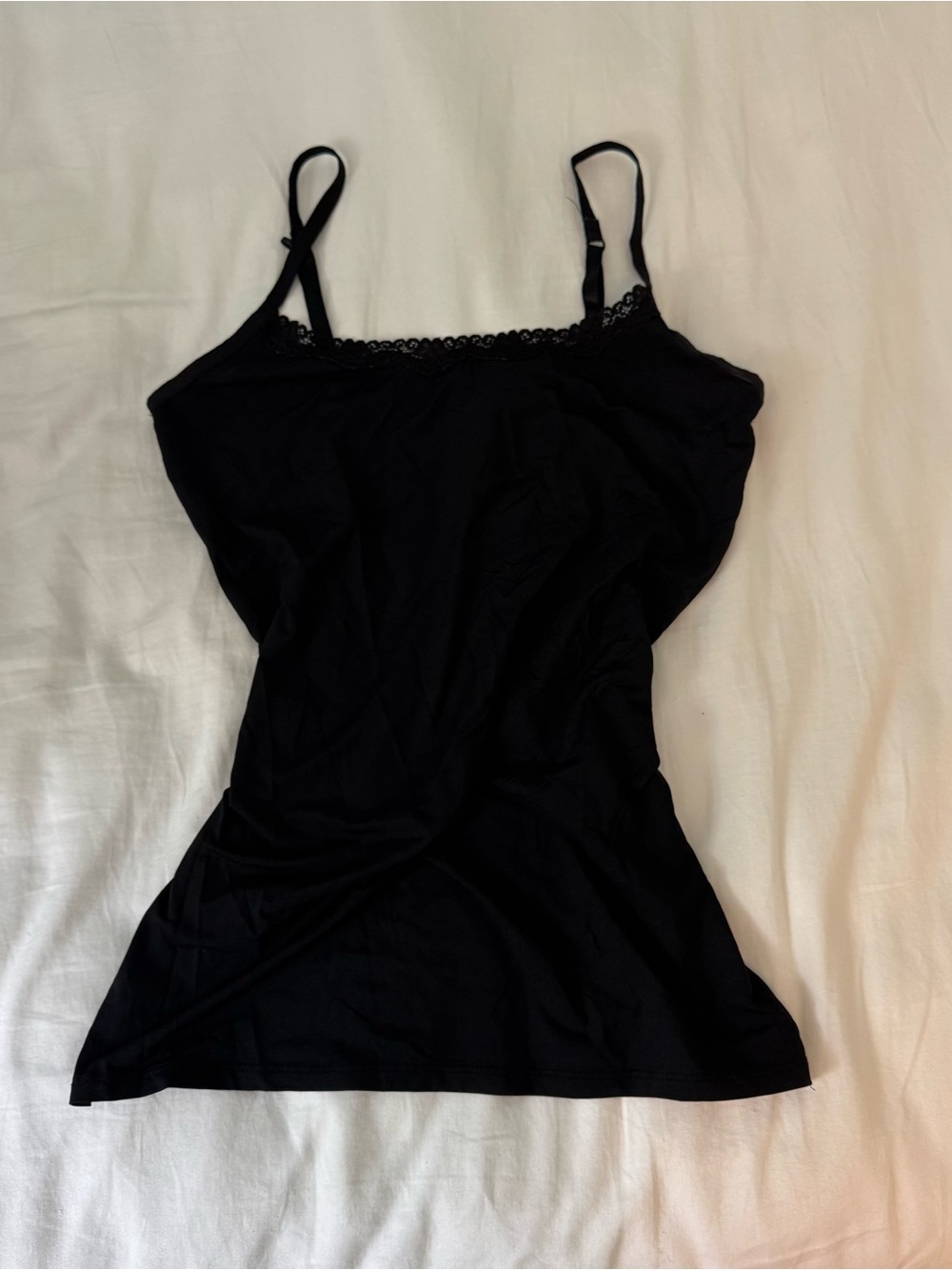 Black Lace Trim Cami Tank Top
